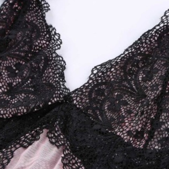 RESTOCKED Black pink babydoll chemise g string set - Picture 11 of 13